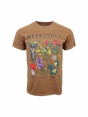 Harry Potter Herbology Botanical Graphic Tee Size L Brown Soft Short Sleeve